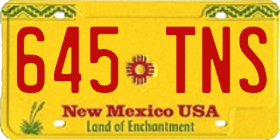 NM license plate 645TNS