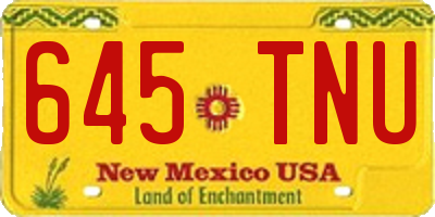 NM license plate 645TNU