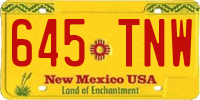 NM license plate 645TNW