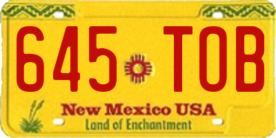 NM license plate 645TOB