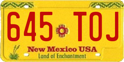 NM license plate 645TOJ