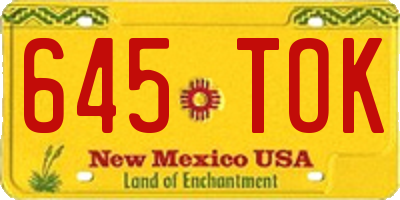 NM license plate 645TOK