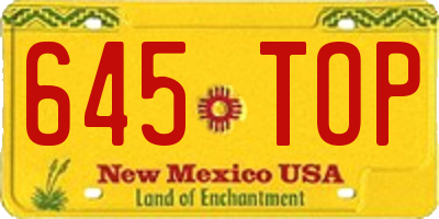 NM license plate 645TOP