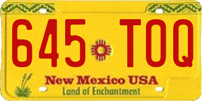 NM license plate 645TOQ