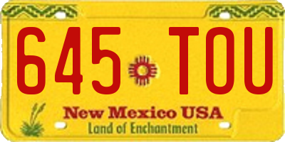 NM license plate 645TOU