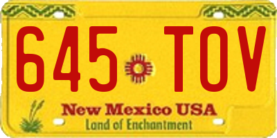 NM license plate 645TOV