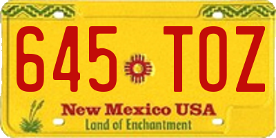 NM license plate 645TOZ