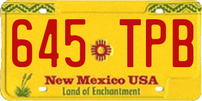 NM license plate 645TPB