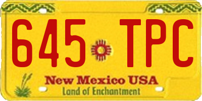 NM license plate 645TPC