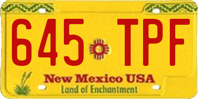 NM license plate 645TPF