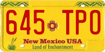 NM license plate 645TPO