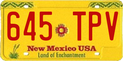 NM license plate 645TPV