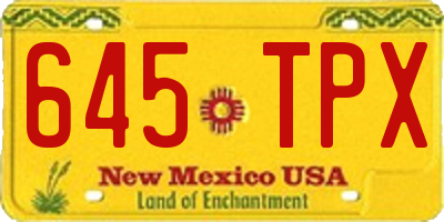 NM license plate 645TPX