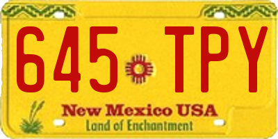 NM license plate 645TPY