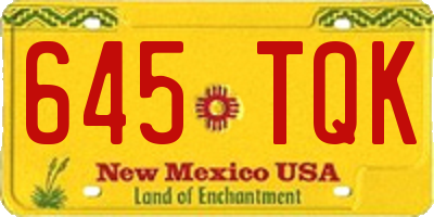 NM license plate 645TQK