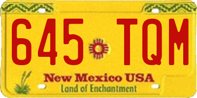NM license plate 645TQM