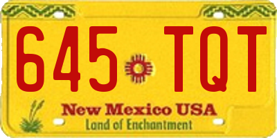 NM license plate 645TQT
