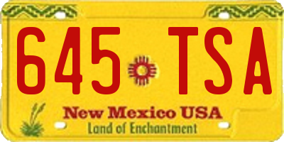 NM license plate 645TSA