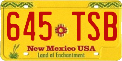 NM license plate 645TSB