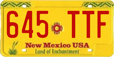 NM license plate 645TTF