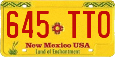 NM license plate 645TTO