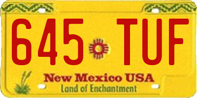 NM license plate 645TUF