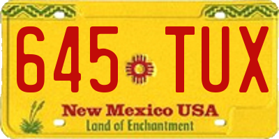 NM license plate 645TUX