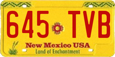 NM license plate 645TVB