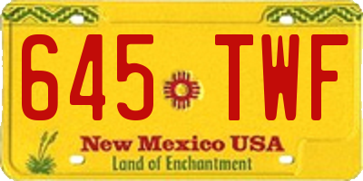 NM license plate 645TWF