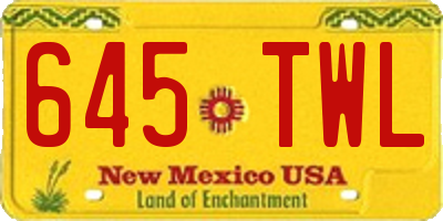 NM license plate 645TWL