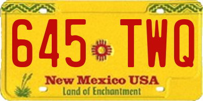 NM license plate 645TWQ