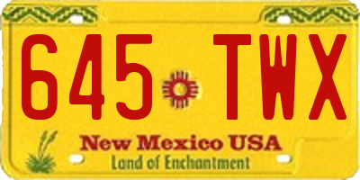 NM license plate 645TWX