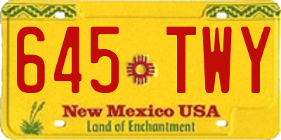 NM license plate 645TWY