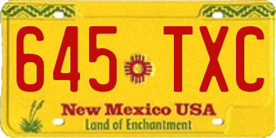 NM license plate 645TXC