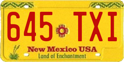 NM license plate 645TXI