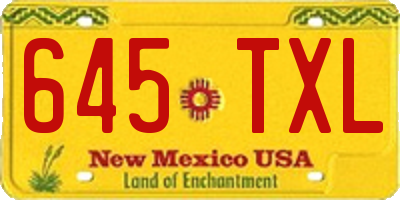 NM license plate 645TXL