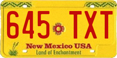 NM license plate 645TXT