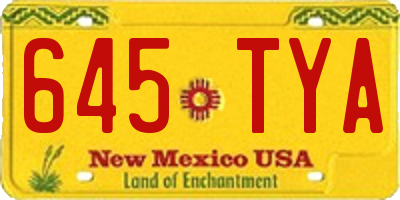 NM license plate 645TYA