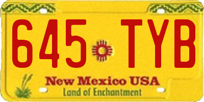 NM license plate 645TYB