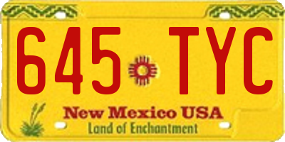 NM license plate 645TYC
