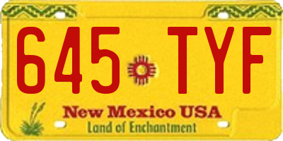 NM license plate 645TYF