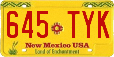 NM license plate 645TYK