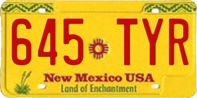 NM license plate 645TYR