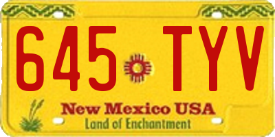 NM license plate 645TYV