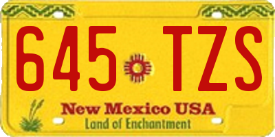 NM license plate 645TZS