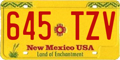 NM license plate 645TZV