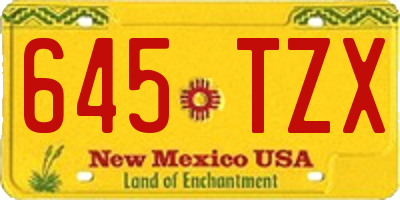 NM license plate 645TZX