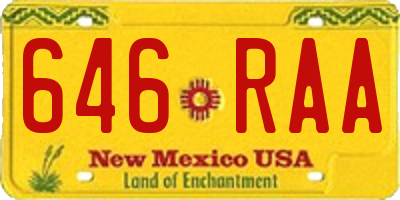 NM license plate 646RAA