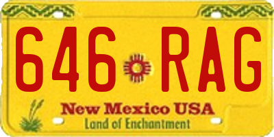 NM license plate 646RAG