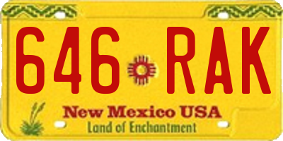 NM license plate 646RAK